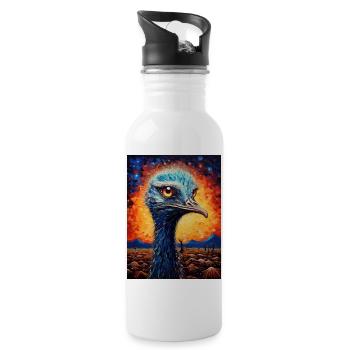 Ostrich, Van Gogh, Starry Night, Animal, Bird - Water bottle with straw - white - Right