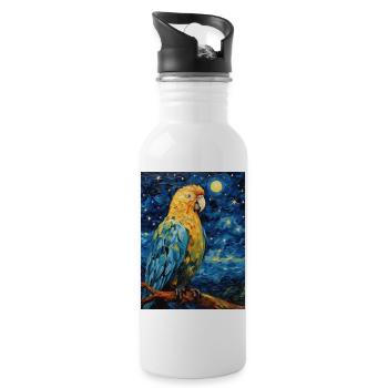 Parrot, Van Gogh, Starry Night, Animal, Bird - Water bottle with straw - white - Right