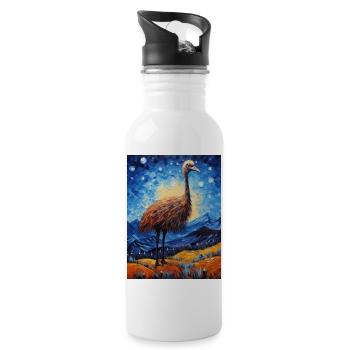 Autruche, Van Gogh, Nuit Étoilée, Animal, Oiseau - Gourde avec paille intégrée - blanc - Droite
