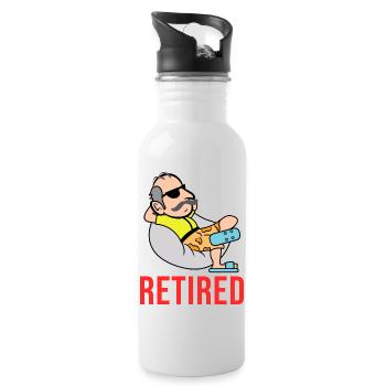 Leisure senior saying retirement pensioner pension - Water bottle with straw - white - Right
