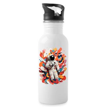 Colorful Astronaut Picture - Water bottle with straw - white - Right