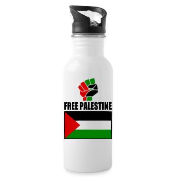 Free palestine - Water bottle with straw - white - Right