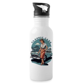 Classic Cars 1950 - Water bottle with straw - white - Right