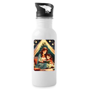 personalisiertes Design-Muttergeschenk - Trinkflasche mit integriertem Trinkhalm - Weiß - Rechts