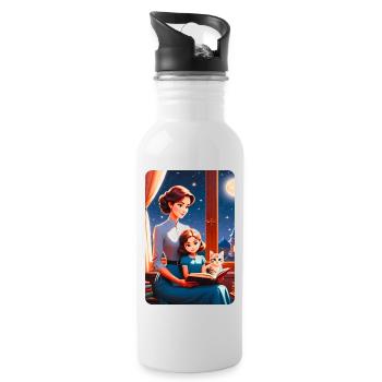 You Can Add Your Gift Text Below The Design - Water bottle with straw - white - Right