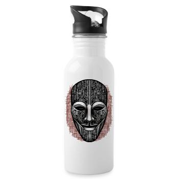 Anonymous Hacker Maske - Trinkflasche mit integriertem Trinkhalm - Weiß - Rechts