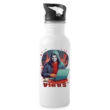 Anonymous Hacker - Trinkflasche mit integriertem Trinkhalm - Weiß - Rechts