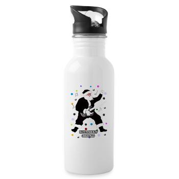 Santa Claus in Black Rock and Magic - Water bottle with straw - white - Right