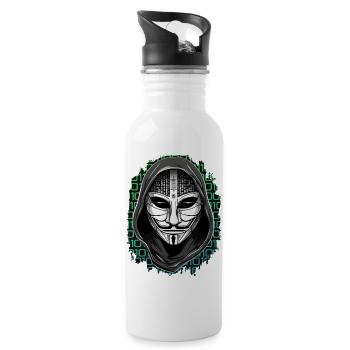 Anonymous Hacker - Trinkflasche mit integriertem Trinkhalm - Weiß - Rechts