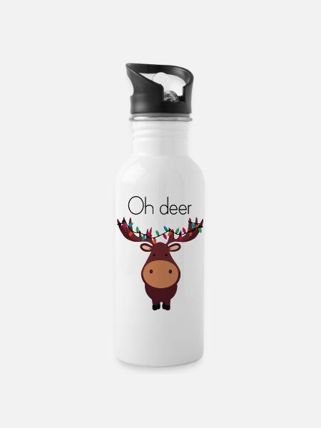 Oh deer! - Water bottle with straw - white