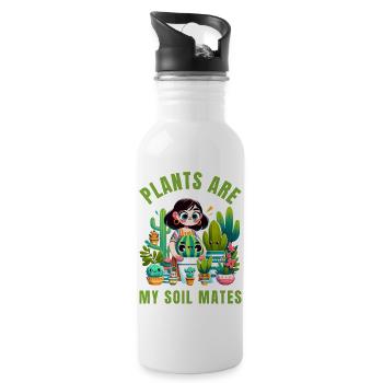 Plants are my soilmates - Water bottle with straw - white - Right