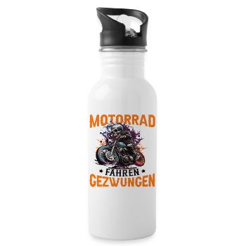 Motorrad Motorradfahrer Spruch - Trinkflasche mit integriertem Trinkhalm - Weiß - Rechts