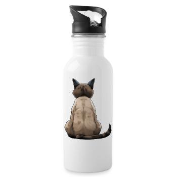 Siamkatze - Trinkflasche mit integriertem Trinkhalm - Weiß - Rechts