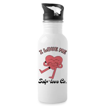 self love affirmations - Water bottle with straw - white - Right