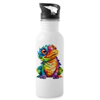 colorful dragon - Water bottle with straw - white - Right