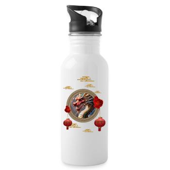 Happy New Year of the Chinese Dragon - Water bottle with straw - white - Right