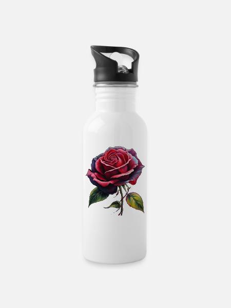 Une rose éternelle - Gourde avec paille intégrée - blanc