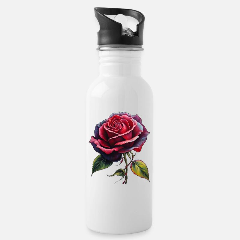 An Eternal Rose - Water bottle with straw - white