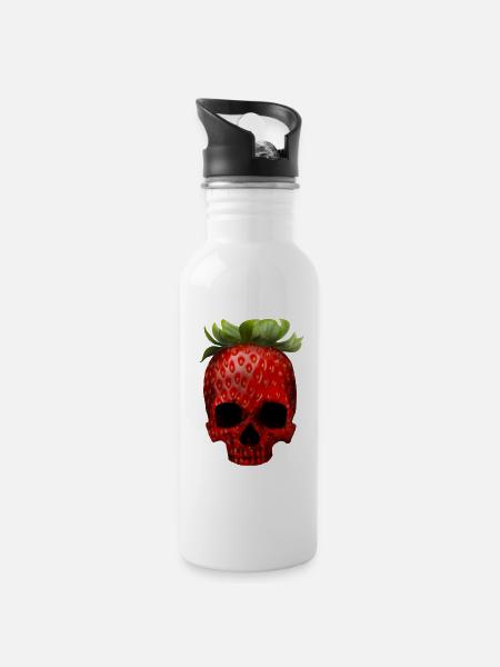Strawberry Skull - Water bottle with straw - white
