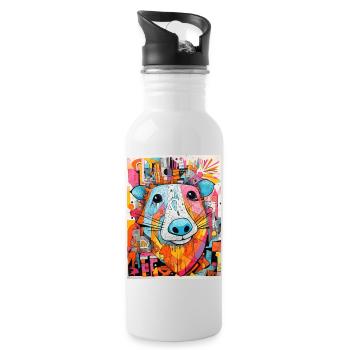 [MB] Gute Laune Bär - Trinkflasche mit integriertem Trinkhalm - Weiß - Rechts