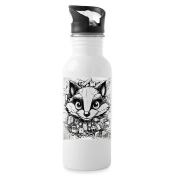 [MB] Cheerful Raccoon Magic - Water bottle with straw - white - Right