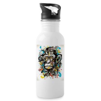 [MR] The Scared Monkey - Water bottle with straw - white - Right