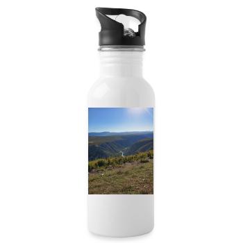Berge - Trinkflasche mit integriertem Trinkhalm - Weiß - Rechts