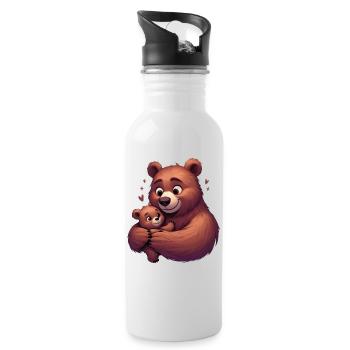 Bear Hug Bliss - Water bottle with straw - white - Right