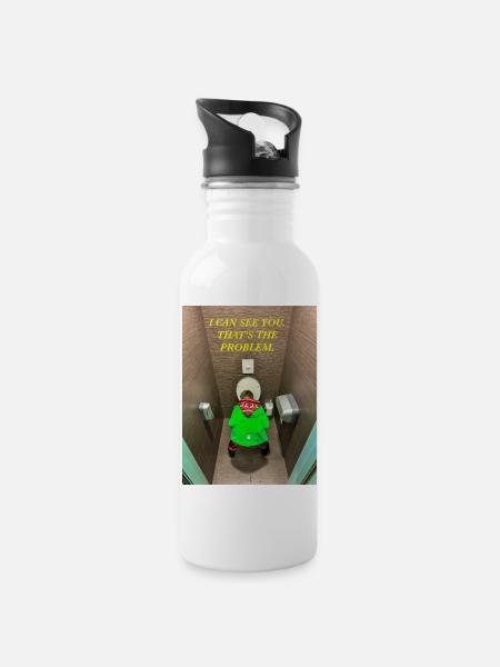 Ich kann dich sehen. Das ist das Problem. - Trinkflasche mit integriertem Trinkhalm - Weiß