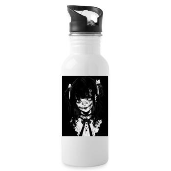 anime, girl, gift, horror - Water bottle with straw - white - Right