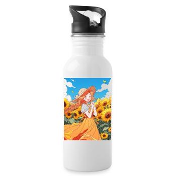 Anime Fille Tournesols - Gourde avec paille intégrée - blanc - Droite