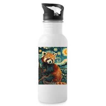 roter panda van gogh style - Trinkflasche mit integriertem Trinkhalm - Weiß - Rechts