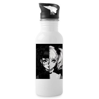 anime, girl, gift, horror - Water bottle with straw - white - Right