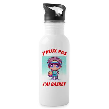 Ich kann nicht, ich habe Turnschuhe - Trinkflasche mit integriertem Trinkhalm - Weiß - Rechts