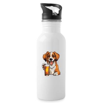 Beer Dog Bier Hund - Trinkflasche mit integriertem Trinkhalm - Weiß - Rechts