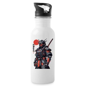 Samurai-Roboter - Trinkflasche mit integriertem Trinkhalm - Weiß - Rechts