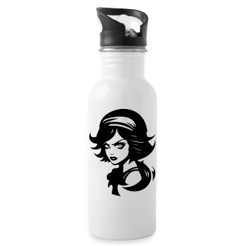Angry Bad Girl - Water bottle with straw - white - Right