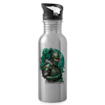 Gepanzerter Ritter, gekleidet in leuchtend grüne - Trinkflasche mit integriertem Trinkhalm - Lightsilver - Rechts