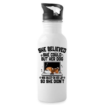 Sie glaubte, dass sie es könnte, aber ihr Hund war Aslee - Trinkflasche mit integriertem Trinkhalm - Weiß - Rechts