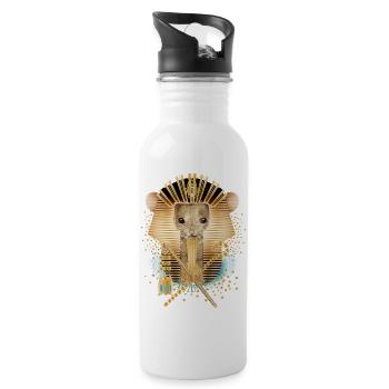 Mouse with Egyptian Pharaoh Mask - Water bottle with straw - white - Right