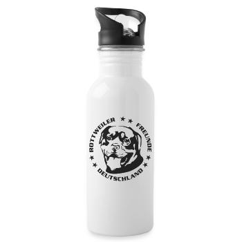 Rottweiler Freunde Logo - Trinkflasche mit integriertem Trinkhalm - Weiß - Rechts