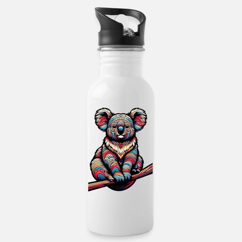 Koala - Trinkflasche mit integriertem Trinkhalm - Weiß