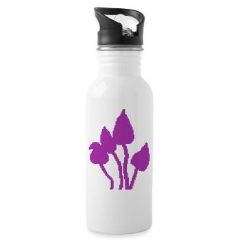 Pink Retro Fungi Pixel Art Style - Water bottle with straw - white - Right