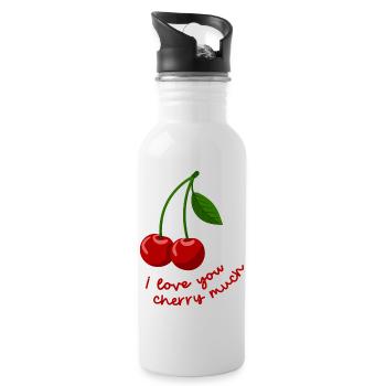 I love you cherry much - love you very much 2403-2 - Trinkflasche mit integriertem Trinkhalm - Weiß - Rechts