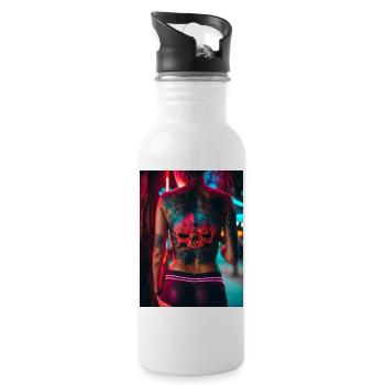 Summer Nights - Trinkflasche mit integriertem Trinkhalm - Weiß - Rechts