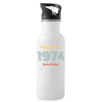 HAPPY SINCE 1974 LIMITED EDITION Birthday Gift - Water bottle with straw - white - Right