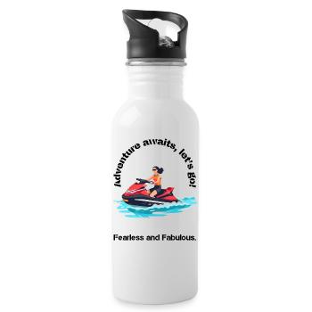 Design d’aventure en jet ski vibrant - Gourde avec paille intégrée - blanc - Droite