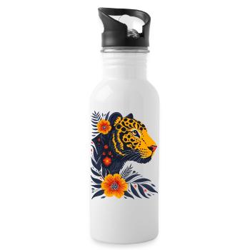 Boho Blütentiger - Trinkflasche mit integriertem Trinkhalm - Weiß - Rechts