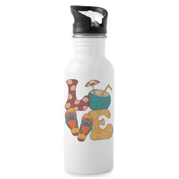 Sommerliche Liebe - Trinkflasche mit integriertem Trinkhalm - Weiß - Rechts