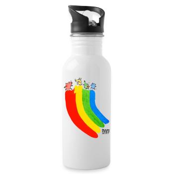 viele bunte Freunde - Trinkflasche mit integriertem Trinkhalm - Weiß - Rechts